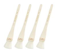 ZYAMY Creative Mark Hake Paintbrush Set 4pcs 1 Inch Professional Soft White Goat Hair Stitch-Tied Brushes for Wash, Background Work,Watercolor and Ceramic Pottery