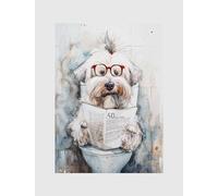 ZYANART Animals Bathroom Funny Wall Art Decoration Posters Prints Size: 11.5x16.5 inch, 30x42 cm UNFRAMED #6 (Old English Sheepdog Dog Sits on the toilet 2)