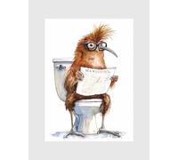 ZYANART Animals Bathroom Funny Wall Art Decoration Posters Prints Size: 11.5x16.5 inch, 30x42 cm UNFRAMED #25 (Kiwi Bird Sits on the Toilet 1)