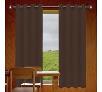 ZYANBIN 100% Blackout Linen Curtains Bedroom 150 x 210 cm Super Soft Thermal Blackout Eyelet Premium Eyelet Curtains for Summer Winter Living Room, Brown