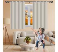 ZYANBIN Blackout Curtains for Bedroom 320 x 210 cm Super Soft Thermal Blackout Eyelet Dim Out Eyelet Curtains for Bedroom Living Room, Beige