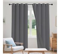 ZYANBIN Blackout Curtains/Grey Curtain Door Curtain 400 x 160 cm Eyelet Insulated Blackout Curtains & Drapes - Door Curtains for Window Home Fashion Decor, Dark Grey