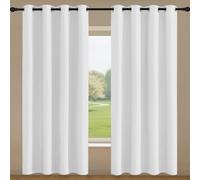 ZYANBIN Eyelet Curtains, Blackout Curtains 166 x 222 cm Thermal Insulated Energy Saving Eyelet for Bedroom for Living Room Bedroom Windows Nursery, White