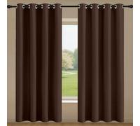 ZYANBIN Eyelet Curtains, Blackout Curtains 184 x 216 cm Thermal Insulated Energy Saving Eyelet for Bedroom for Living Room Bedroom Windows Nursery, Brown