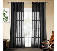 ZYANBIN Sheer Curtains 400 x 340 cm Eyelet Sheer Curtains for Bedroom Lightweight for Bedroom Office Kitchen Dining Room, Black