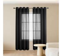ZYANBIN Voile Curtains 400 x 250 cm Light Filtering Eyelet Voile Sheer Soft for Bedroom Living Room Patio Door, Black