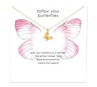 ZYAWP Friendship Gold Butterfly Necklace Good Luck Key Pendant Chain Compass Y Necklace with White Meaning Gift Card for Women Girl