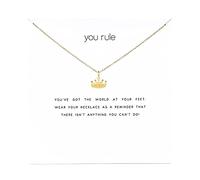 ZYAWP Friendship Gold Crown Necklace Good Luck Compass Pendant Chain Butterfly Y Necklace with White Meaning Gift Card for Women Girl
