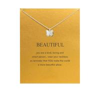 ZYAWP Unicorn Pendant Necklace with Message Card Bar Necklaces Friendship Sun Good Luck Elephant Pendant Chain Necklace for Women Girl Gift (3D Butterfly s)