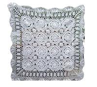 ZYAYNG Bedside Table Cover Handmade Table Cloth Simple Lace Bedside Cover For Bedroom Furniture Protection For Party Home Kitchen Living Room(White,150x150cm)