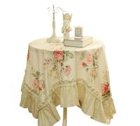 ZYAYNG Bedside Table Cover Vintage Pastoral Tablecloth Rose LaceBedside Table Cover Pure Cotton Coffee Sofa Dressingtable Decorative For Party Home Kitchen Living Room(Yellow,90x90cm)