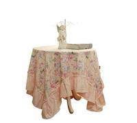 ZYAYNG Bedside Table Cover Vintage Pastoral Tablecloth Rose LaceBedside Table Cover Pure Cotton Coffee Sofa Dressingtable Decorative For Party Home Kitchen Living Room(Pink,100x140cm)