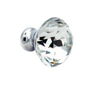 ZYAYNG Crystal Cabinet Door Knobs 10 Pcs 25/30/40mm Zinc Alloy Clear Crystal Glass Door Pulls Modern Drawer Cabinet Furniture Handle Knob Single Hole Handle for Cupboard(White-25mm)