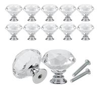 ZYAYNG Crystal Cabinet Door Knobs 10Pcs 30mm Diamond Shape Design Crystal Glass Knobs Cupboard Drawer Pull Kitchen Cabinet Door Wardrobe Handles Hardware for Cupboard