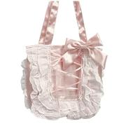 ZYAYNG Lace Embellished Bag Lace Handbag For Women Versatile One Shoulder Bag Casual Canvas Crossbody Tote Bags For Wedding