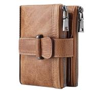 ZYAYNG Men's Wallets 1pcs Men's Wallets Zipper Buckle Leather Bussines Vintage Wallet Male Purse for Men(Brown)