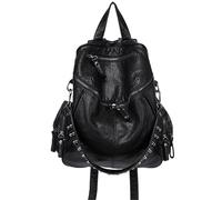 ZYAYNG Rivet Backpack Pu Leather Student Backpack Soft Bag Large Capacity Ladies Backpacker Bags for women(Black)