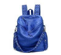 ZYAYNG Rivet Backpack Rivet Soft Leather Backpacks for Women Ladies Shoulder Bag Large Capacity School Bags Backpack for women(Blue)