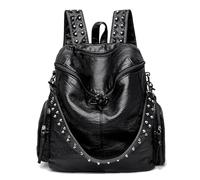 ZYAYNG Rivet Backpack Rivet Soft Leather Backpacks for Women Ladies Shoulder Bag Large Capacity School Bags Backpack for women(Black)