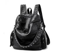 ZYAYNG Rivet Backpack Rivet Women Backpacks Multifunction Ladies Shoulder Bag Large Capacity Soft Leather School Bags Travel Backpack for women(Black)