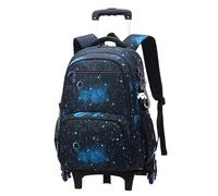 ZYAYNG Schoolbag with Wheels Backpack Trolley School Backpacks Student for Rolling for Girls Boys Wheeled Bag for Travel(Deep Blue)