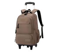 ZYAYNG Schoolbag with Wheels Boys Rolling Backpack Children's with Wheels Teenagers Trolley Schoolbag for Travel(Brown,2 Wheels)