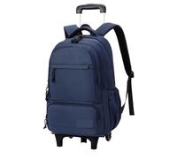 ZYAYNG Schoolbag with Wheels Boys Rolling Backpack Children's with Wheels Teenagers Trolley Schoolbag for Travel(Blue,6 Wheels)