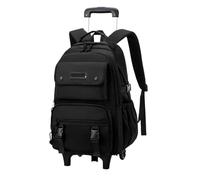 ZYAYNG Schoolbag with Wheels Boys Rolling Backpacks Kids Luggage Wheeled Backpack for School Trolley Bags Roller Bookbag for Travel(Black)