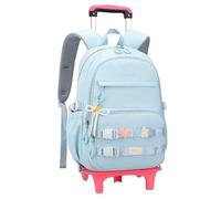 ZYAYNG Schoolbag with Wheels Rolling Back Pack for Girls Primary School Students Bagpack Trolley Schoolbags Detachable Backpack Wheeled Bag for Travel(Blue,Two Wheels)