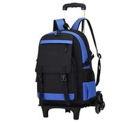 ZYAYNG Schoolbag with Wheels Rolling Backpack Large Trolley Bag with Wheels with Laptop Boys' Schoolbag for Travel(Blue Six Wheels)