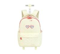 ZYAYNG Schoolbag with Wheels Rolling Backpacks for Girls School Wheeled Backpack for Girl Luggage Bookbag On Wheels for Kids Trolley Bags for Travel(Beige)