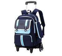 ZYAYNG Schoolbag with Wheels School Backpack with Wheels Children's Backpacks with 6 Waterproof for Elementary Students for Travel(Blue)