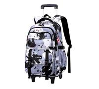 ZYAYNG Schoolbag with Wheels School Backpack with Wheels Rolling for Girls Student Wheeled Trolley Bag Travel Luggage for Travel(2 Wheels Black)