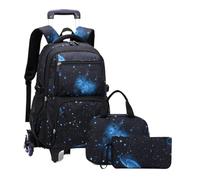 ZYAYNG Schoolbag with Wheels Schoolbag with Wheels Primary Junior High School Bag Rolling Backpack for Boys Wheeled with Lunch Box Trolley Bags for Travel(Color C)