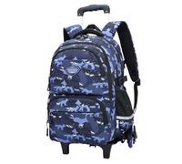 ZYAYNG Schoolbag with Wheels Schoolbag with Wheels Trolley School Backpack Men Waterproof with for Travel(Blue)