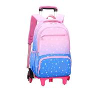 ZYAYNG Schoolbag with Wheels Student Book Bag with Wheels School Rolling Backpack for Girls Wheeled Kids Trolley Bags for Travel(6 Wheels Blue)