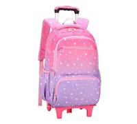 ZYAYNG Schoolbag with Wheels Student Book Bag with Wheels School Rolling Backpack for Girls Wheeled Kids Trolley Bags for Travel(2 Wheels Pink)