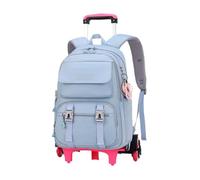 ZYAYNG Schoolbag with Wheels with Wheels Trolley School Bag for Teenagers Girls Rolling Backpack Students Children Schoolbag Travel Bags for Travel(Blue 6 Wheels)