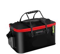 ZYAYNG Tackle Bag Portable EVA Thicken Waterproof Zipper Fishing Box Portable Folding Bag for Live Fish Bucket, Fishing Tackle with Shoulder Strap for Sea Fishing(Black 40cm)