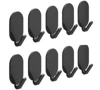 ZYAYNG Towel Hooks for Bathrooms 10 pcs Strong Wall Hooks Self Adhesive Key Coat Bag Hanger Hook Bathroom Kitchen Door Robe Towel Storage Rack Accessories for Bathroom Kitchen(Black)