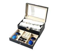 ZYAYNG Watch Display Box 12 Slot PU Leather Lockable Watch Storage Boxes, Men Women's Jewelry Display Drawer Case, 2-tier Organizer Showcase For Watches(Black)