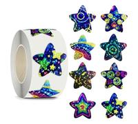 ZYBHMJE 500Pcs Self Adhesive Shiny Reward Stickers 2.5CM Waterproof Holographic Star Stickers Sparkly Universe Space Stickers Children Reward Stickers for Crafts and Activities