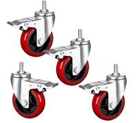 ZYBOWAYL 3/4/5inch PU Replacement Caster Wheels Set of 4 Industrial Swivel Casters with Brake M12 Threaded Stem Casters 360 Degree Rotating Silent Anti-wear (Color : With Brake, Size : 5inch)