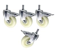 ZYBOWAYL 4 Pack Universal Industrial Castors M14 Threaded Stem Nylon Swivel Wheels Heavy Duty Furniture Caster with Brake Non-slip Wear Resistant (Color : With Brake, Size : 75mm)