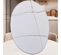 ZYBOWAYL 60-100CM Lazy Susan Dining Table Turntable, Sintered Stone Round Rotating Tray, 360° Swivel Display Plate, Tabletop Organizer for Kitchen(White Gold,80cm/32in)