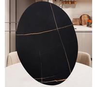 ZYBOWAYL 60-100CM Lazy Susan Dining Table Turntable, Sintered Stone Round Rotating Tray, 360° Swivel Display Plate, Tabletop Organizer for Kitchen(Black Gold,100cm/40in)