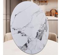 ZYBOWAYL 60-100CM Lazy Susan Dining Table Turntable, Sintered Stone Round Rotating Tray, 360° Swivel Display Plate, Tabletop Organizer for Kitchen(White black,100cm/40in)