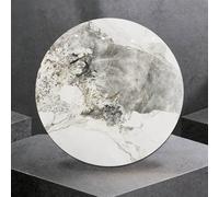 ZYBOWAYL Dining Tabletop Lazy Susan Marble Turntable, 360° Rotating Kitchen Serving Tray, Round Sintered Stone Lazy Susan Organizer Plate, for Easy to Share Food(Natural,100 * 100cm)