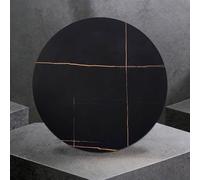 ZYBOWAYL Dining Tabletop Lazy Susan Marble Turntable, 360° Rotating Kitchen Serving Tray, Round Sintered Stone Lazy Susan Organizer Plate, for Easy to Share Food(Black Gold,80 * 80cm)