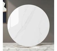 ZYBOWAYL Large Sintered Stone Turntable Round Commercial Lazy Susan Rotating Tray for Dining Table, 12 mm Thickness Marble Serving Tray, for Kitchen Hotel(Glossy White Gray,60cm)